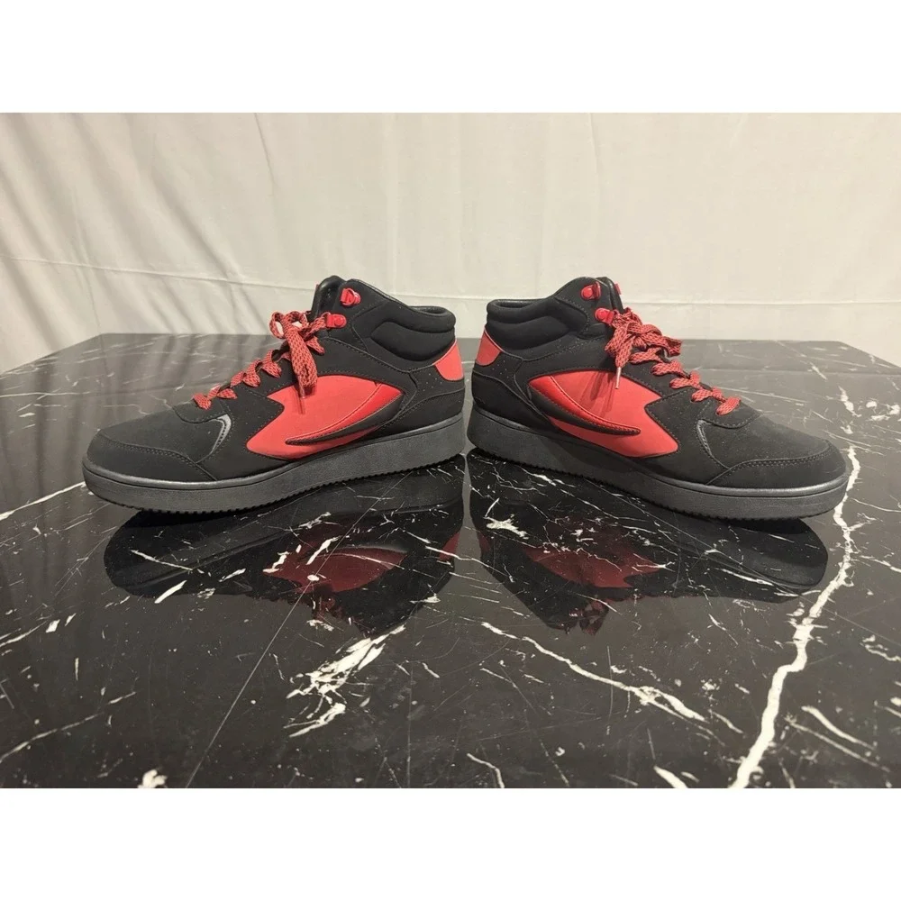 Y2K FILA MEN SZ 12 BLACK And Red SUEDE LEATHER SHOE HIKING BOOT